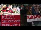 Demonstrators hold vigil for Navalny at former Russian embassy in Georgia's capital
