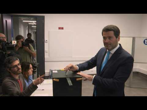 Andre Ventura, leader of Portugal's far-right Chega, casts his vote