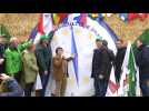 French farmers protest, bring hay outside European Parliament