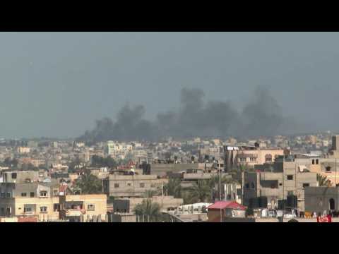 Smoke billows after Israeli strikes on Khan Yunis on eve of Ramadan