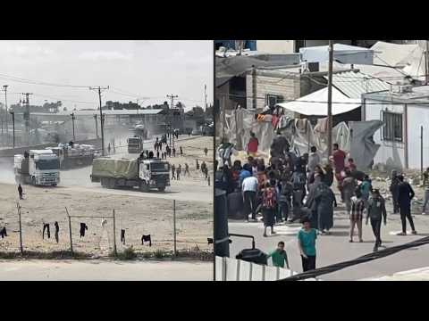 Gazans rush to collect aid delivered via Rafah crossing