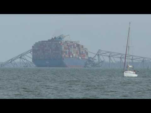 Images of the collapsed Francis Scott Key Bridge in Baltimore
