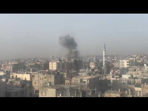 Smoke rises after Israeli bombardment on Gaza's Rafah