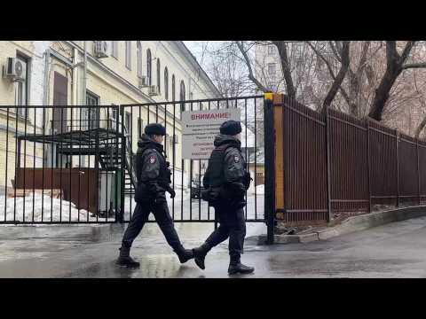Security outside Moscow court where concert attack suspects going on trial