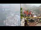 Images of landslide and destroyed homes amid storm in southeastern Brazil