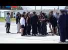 Coffin carrying Chile's ex-president Sebastian Pinera arrives at airport near Santiago