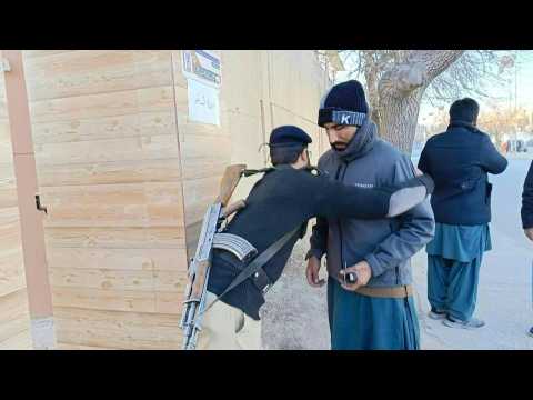 Security checks at polling station in Quetta as voting begins in Pakistan election