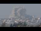 Smoke rises after an explosion in the southern Gaza Strip