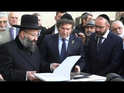 Argentina's President Javier Milei visits the Western Wall in Jerusalem