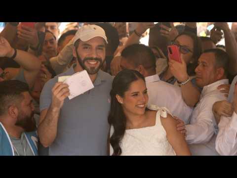 El Salvador President Bukele casts his vote in presidential election