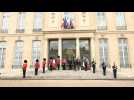 British Guards at French Presidential palace for 120 year of Entende Cordiale