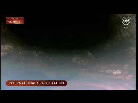 Moon's shadow seen from space during total solar eclipse