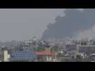Smoke rises from central Gaza, seen from Rafah