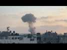 Large plumes of smoke rise over Gaza City