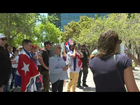 Cuban protesters outside Miami court ahead of sentencing in ex-ambassador espionage trial
