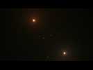 Israeli army interceptions light up the sky seen from the outskirts of Jerusalem