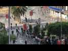Palestinian protesters clash with Palestinian security forces in Nablus