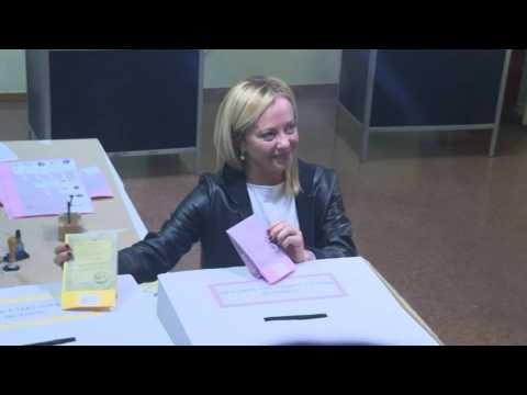 Brothers of Italy leader Giorgia Meloni casts ballot