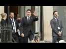 Justin Trudeau leaves the Canadian embassy in London