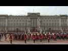 Queen Elizabeth II's coffin processes past Buckingham Palace