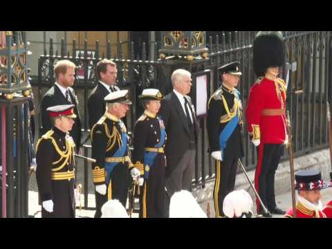Members of the Royal Family leave Westminster Abbey after funeral