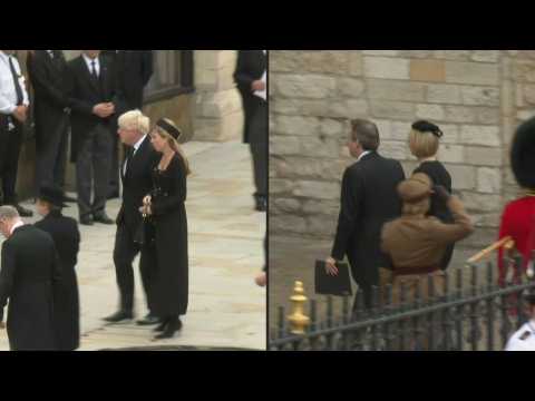 Liz Truss and former Prime Ministers arrive at Westminster Abbey for Queen's funeral