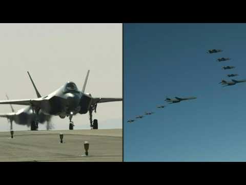 US B-1B heavy bombers take part in military drills with South Korea