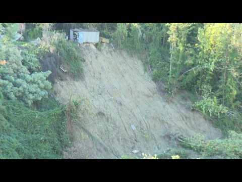 Images of the aftermath of the landslide that killed at least one on Italian island