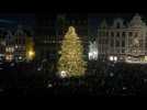 Xmas tree illuminated in Brussels for seasonal festivities