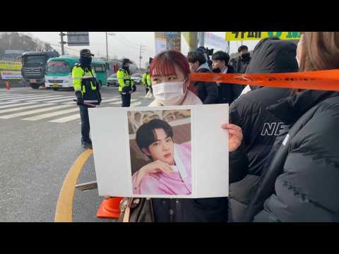 Scene outside military base where BTS member Jin will attend training