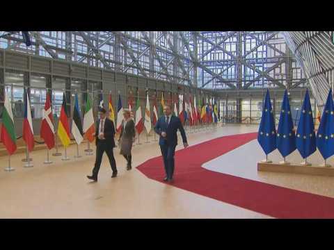 EU environment ministers arrive for a meeting in Brussels