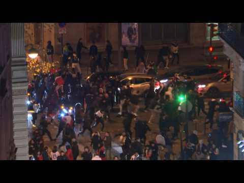 French police chase rioters in Paris after France WC win over Morocco