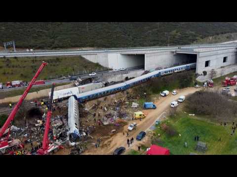 Aerial images show aftermath of Greek train crash