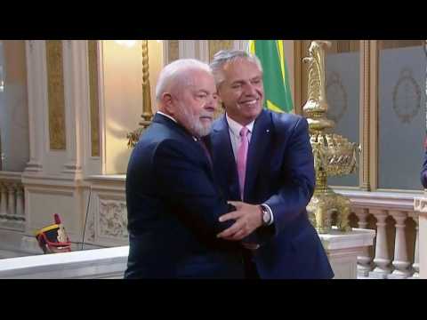 Argentine president Fernandez receives Brazilian counterpart Lula