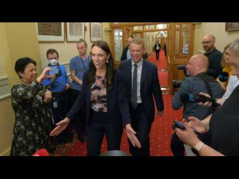 New Zealand PM Ardern and her successor Hipkins arrive at Labour party meeting