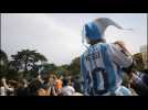 Argentine fans watch the World Cup match against Poland