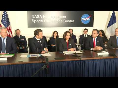 French President Macron meets with US Vice President Harris at NASA HQ