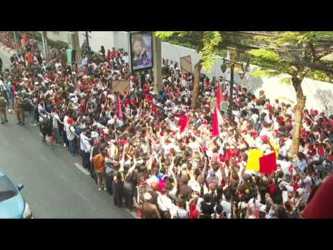 Thailand: Anti-junta rally outside Myanmar embassy on coup 2nd anniversary