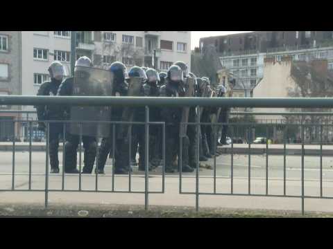 Protesters, police clash in western France at pension reform march