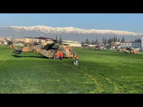 Turkish helicopters carrying aid land in quake-stricken Antakya