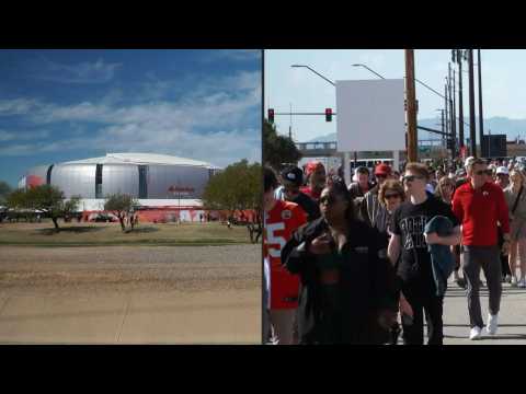 Chiefs and Eagles fans arrive at Arizona stadium ahead of Super Bowl