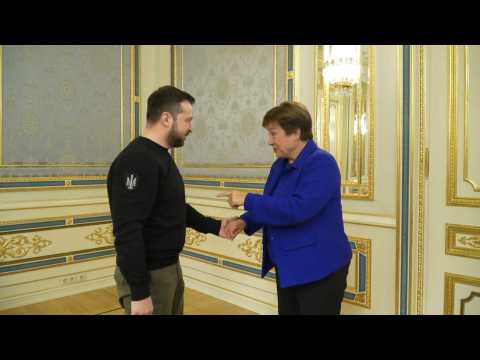 Ukrainian President Zelensky meets head of the IMF Kristalina Georgieva in Kyiv