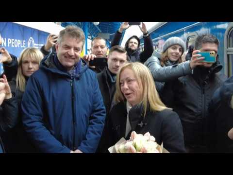 Italy's prime minister Giorgia Meloni arrives in Kyiv