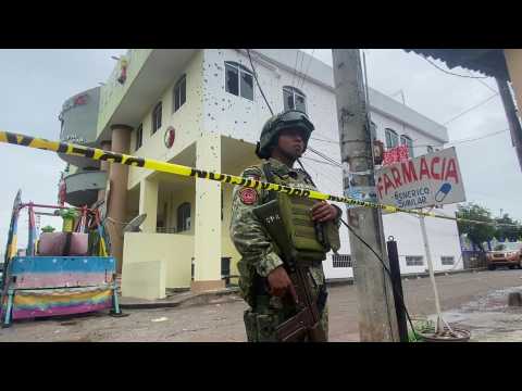 Aftermath of gun attack in Mexico that left at least 20 dead