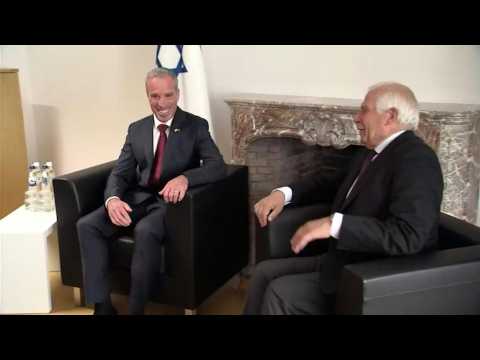 EU foreign policy chief meets Israeli Intelligence Minister in Brussels