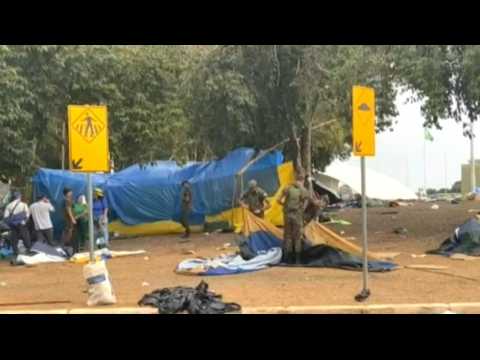 Soldiers dismantle camp set up by Bolsonaro's supporters in Brasilia
