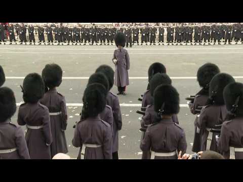 Crowds and military personnel gather for UK Remembrance Day