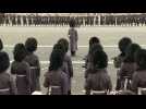 Crowds and military personnel gather for UK Remembrance Day