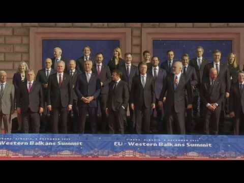 EU leaders pose for family photo at EU-Western Balkans Summit in Tirana