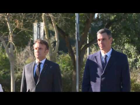 Spanish PM Sanchez welcomes French President Macron in Barcelona